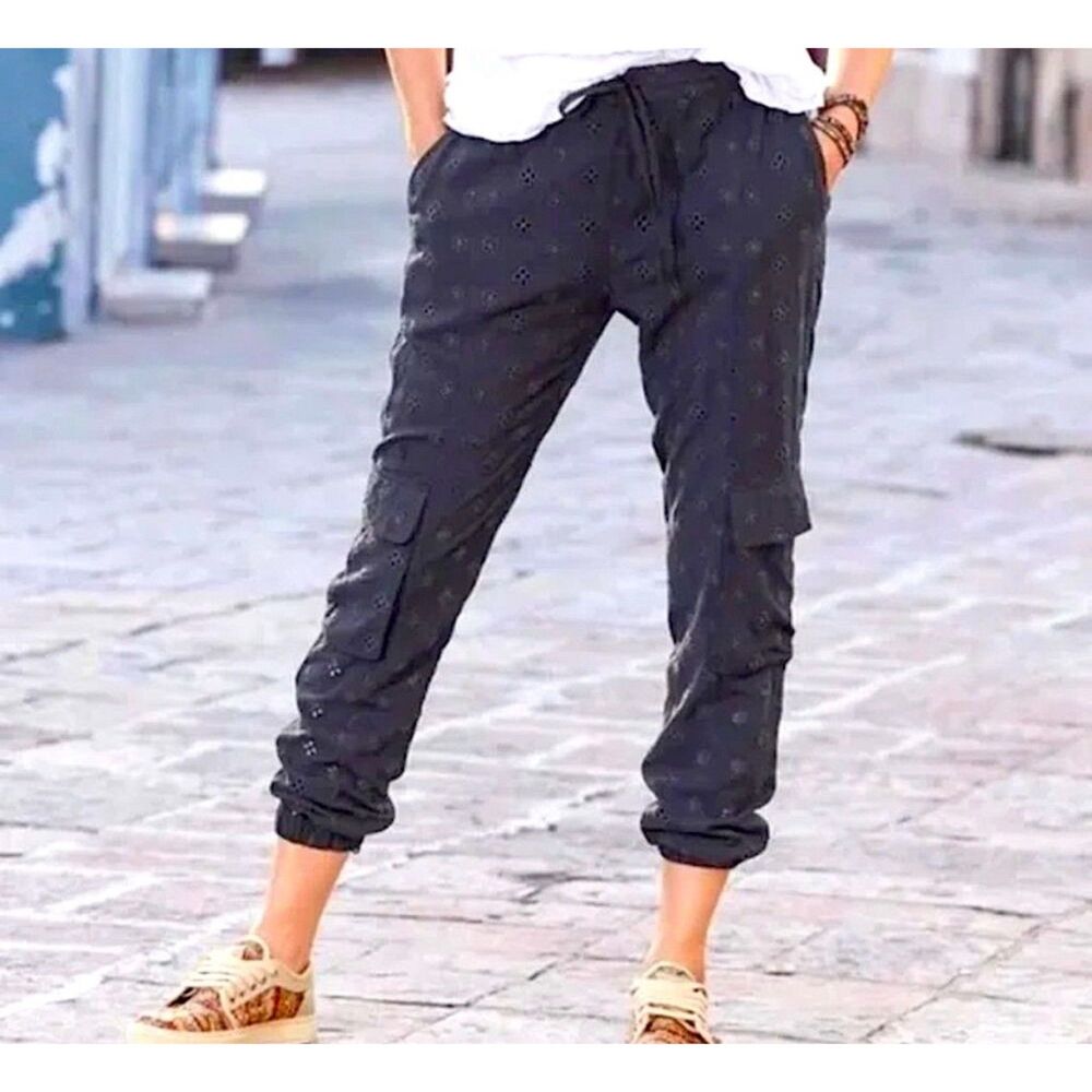 Sundance Black Eyelet Cargo Jogger Pants